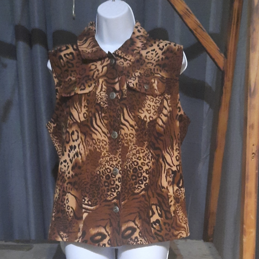 Southern Lady Brown and Tan Animal Print Vest